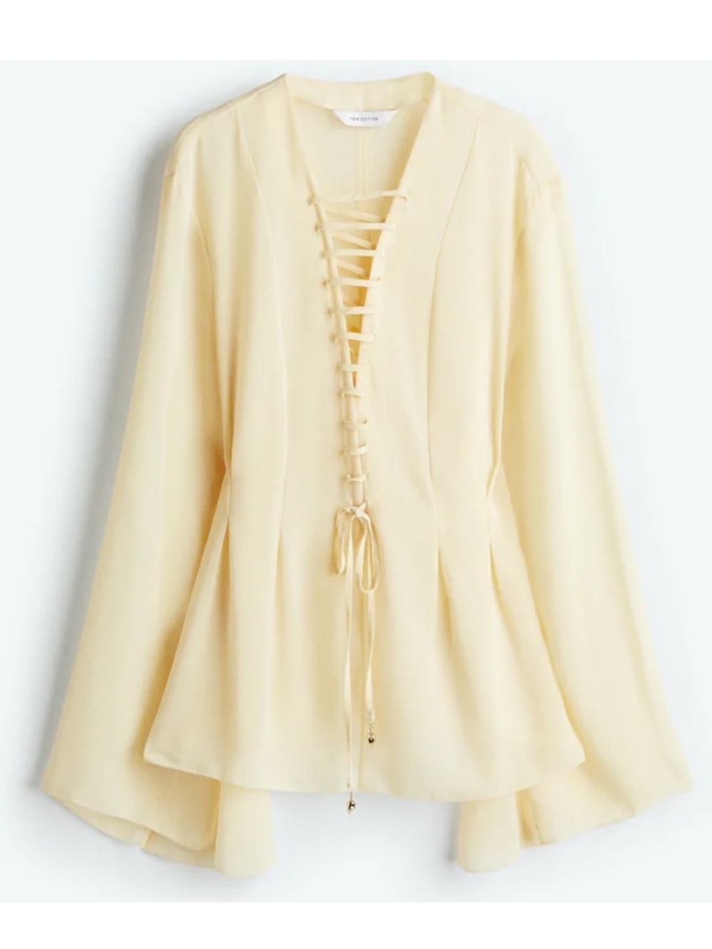 H&M edition Light Yellow Lace-Up Chiffon Blouse